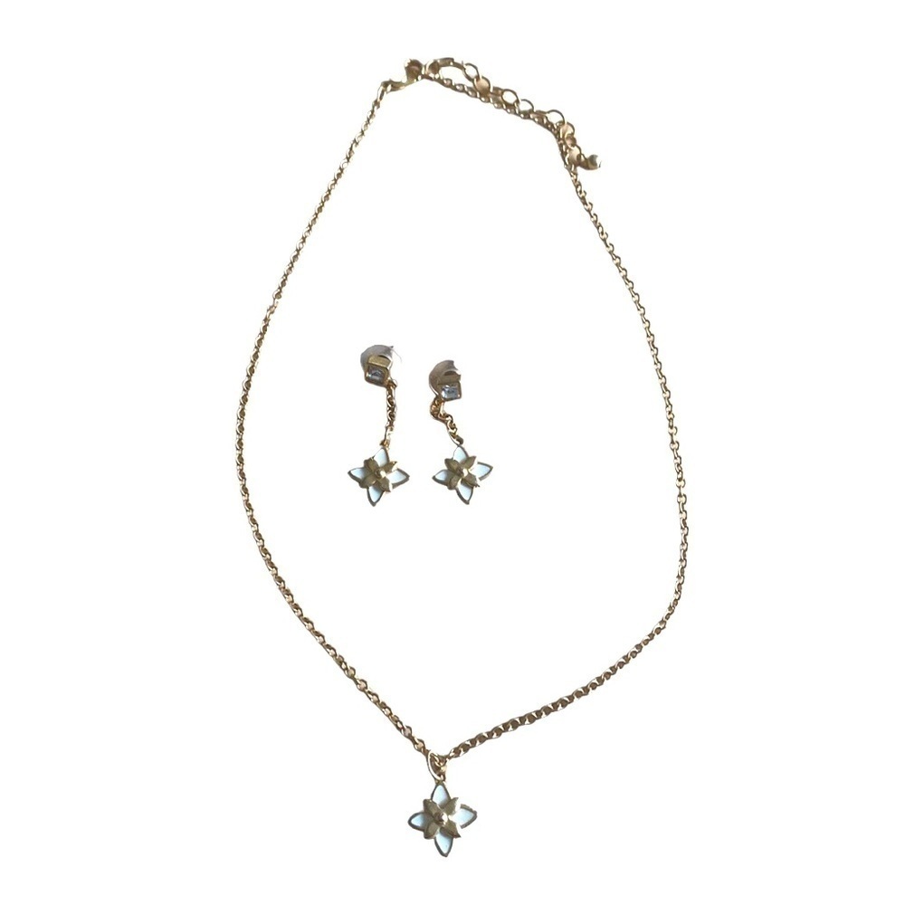 FLORAL gold plated necklace and earrings set